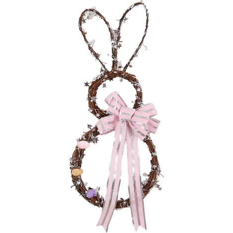 Couronne de Pâques en rotin plié, décoration à faire soi-même, motif lapin, style ferme.-Small 50cm