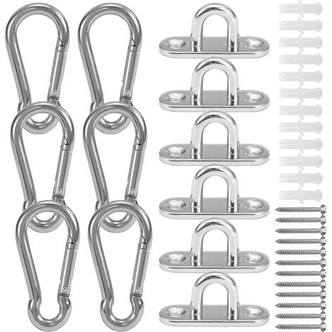 Kit multifuncional de montaje en pared con mosquetones y tornillos de argolla de 5 mm para hamacas y ejercicios de yoga.