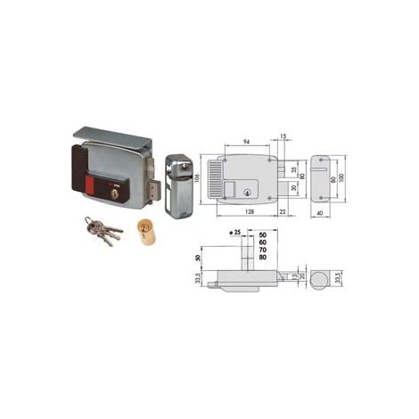 ELETTROSERRATURA PER CANCELLI TETTO E PULSANTE INTERNO 2 MANDATE 11771 mm.70 DX (11771701) CISA