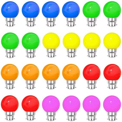 Lot de 24 Ampoules LED décoratives B22 RGB 1W - Guirlande guinguette