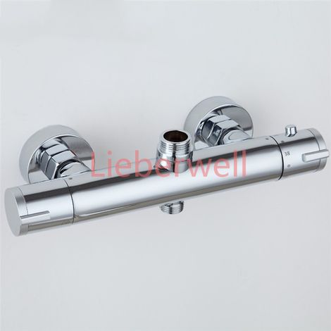 Robinet thermostatique de douche en laiton, corps en laiton, valve mixte intelligente argentée, thermostatique 38 ° Accessoire de douche monobloc pour salle de bain (1/4)