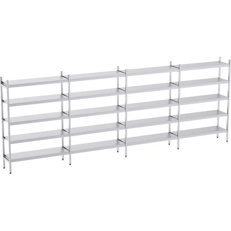 Rayonnage en Acier Inoxydable Linéaires - 5050 à 5950 mm - 5 Niv - P500 - Distform