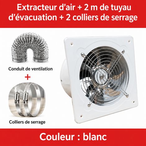 Extracteur d'air silencieux blanc 4 pouces Ø 98 mm avec gaine 2 m et 2 colliers blanc 2 1 kg – Livraison gratuite