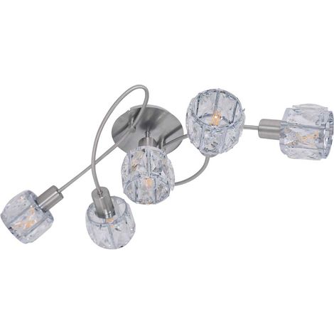 Spotlampe Deckenleuchte Wohnzimmerleuchte 5-Flammig Glas klar Deckenlampe E14