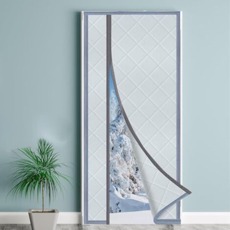 Rideau de Porte Isolant Thermique 90x210cm, Fillis Rideau Magnétique de Protection Thermique en cuir PU Isolé Rideau Coupe-vent épais Couverture de Porte Balcon Salon Terrasse, Gris (1/5)