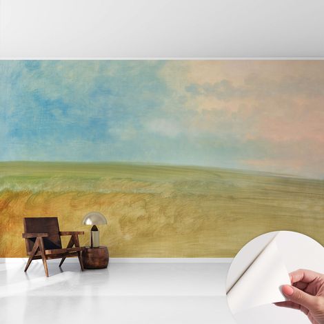 Papier peint autocollant adhésif avec imprimé motifs uniques apparence moderne Champs pastel 416x254 cm (1/5)
