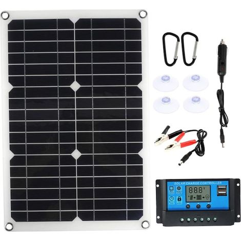 Chargeur de batterie solaire 300 W pour l'entretien, chargeur solaire étanche, pince crocodile pour voiture, camping-car, moto, bateau, etc. (1/5)