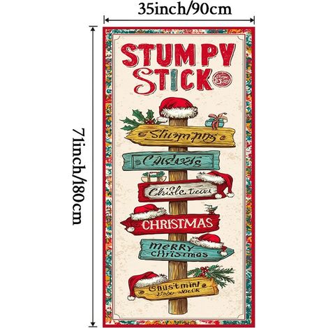 Décoration de porte de Noël, autocollant de porte, tissu décoratif à suspendre, toile de fond pour décoration de fête, décoration de porte de chambre - 90 x 180 cm (perforé + ruban) - 35