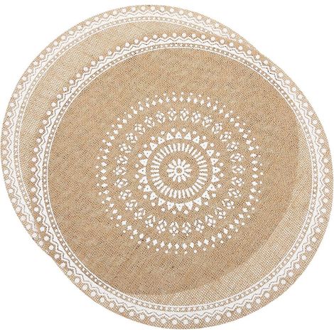 Lot de 2 sets de table ronds rustiques, résistants à la chaleur.-36x36CM (1/3)