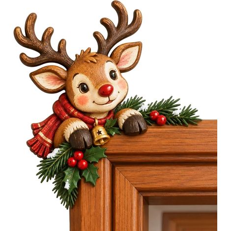 Décoration de coin de porte de Noël Peekaboo – Déco de cadre de porte pour Noël-Style 5 (1/3)