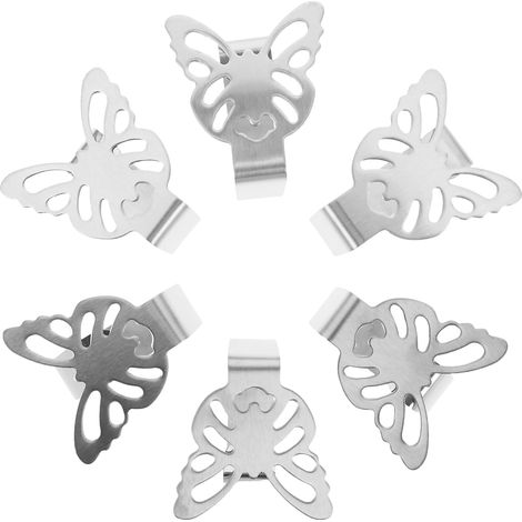Lot de 6 Pinces à Nappe en Acier Inoxydable Antidérapantes, Petite Taille, Fixation CoupeVent pour Nappes Extérieures, Accessoires de Table pour Piqueniques, Mariage (1/5)