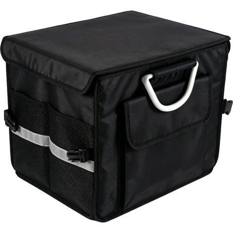 Organisateur de Coffre Pliable, Organisateur D'épicerie de Voiture de Grande capacité, Bac de Rangement SUV avec Conception Pliable de 28 L pour les Voyages en Voiture, le (Noir Petit) (1/5)