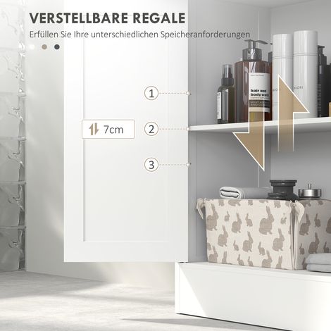 Meuble vasque salle de bain 2 tiroirs + porte, 60x30x109 cm, blanc