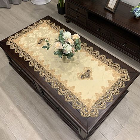 Napperon Rectangulaire - Dentelle Brodée Européenne - Pour Table à Thé Café ou Bureau - 50 x 100 cm (1/3)