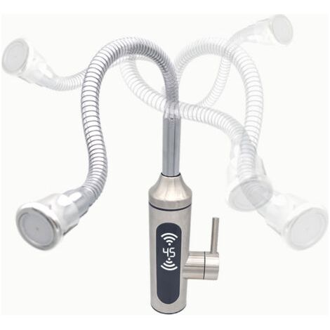 Robinet avec chauffe-eau instantané 3KW, robinet électrique cuisine avec intégré, affichage température, robinet orientable 360° thsinde (1/4)