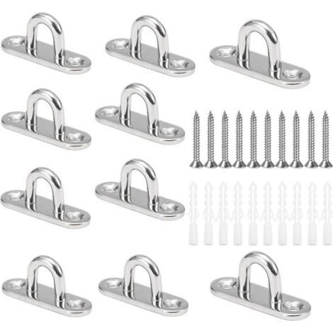 10 Pièces M5 Crochets de Plafond en Forme U en Acier Inoxydable 304 de Base 15 x 45mm Support Mural Plaques à Oeil NPTERBL (1/5)