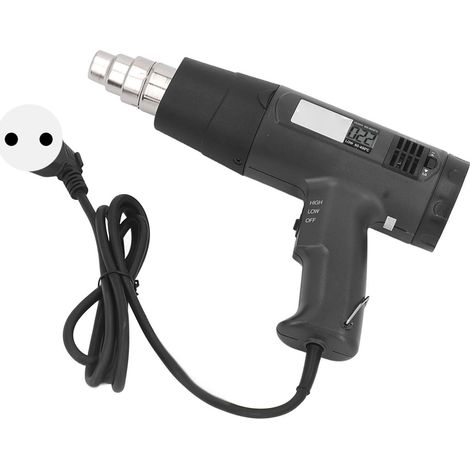 Pistolet à air chaud sans balais, écran LCD, 60-600℃, débit 500L/min, température réglable, 4 buses, prise UE 220V (1/5)