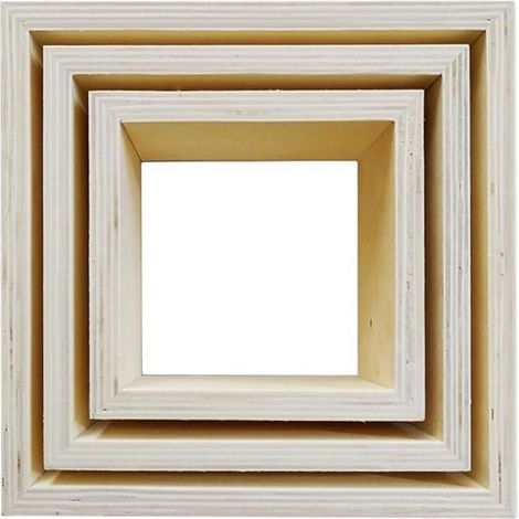 3 petites étagères carrées en bois 22 x 22 x 8 cm (1/4)