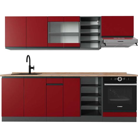 Cucina componibile R-Line, Rosso/antracite, 240 cm , PL Rovere, Vicco (1/5)