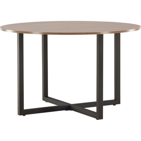 Table à Manger Ronde "Durango" 120cm Noyer & Noir (1/5)