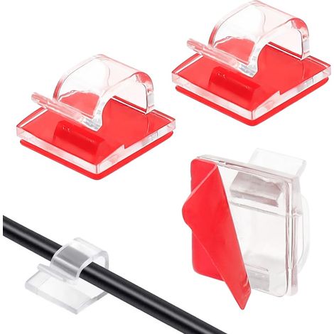 Lot de 150 Mini Clips de Câble Autocollants Clips de Câble d'Extérieur Sans Vis Attache de Câble Transparent pour la Gestion des Câbles (1/5)