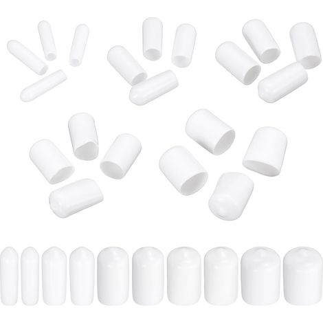 50Pcs Embout Caoutchouc 3mm 6mm 9.5mm 12.5mm 15.5mm Cache Vis Blanc Protection Rond pour Boulon, Tuyau de Plomberie (1/5)