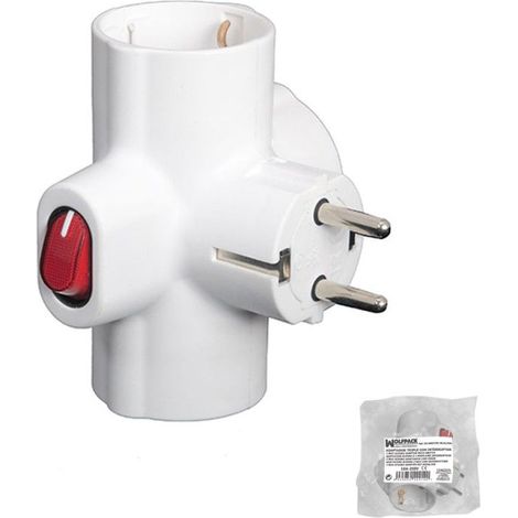 WOLFPACK LINEA PROFESIONAL adaptador / ladron triple schuko 16 a 250v con interruptor