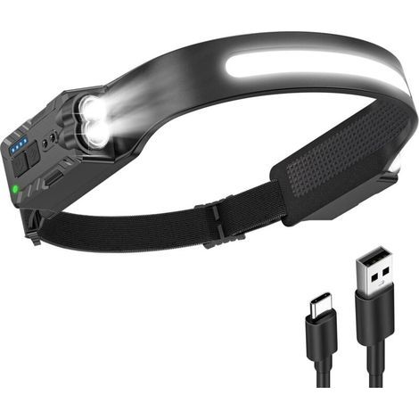 Rechargeable LED headlamp, powerful 1200mAh waterproof USB headlamp, 8 modes, headlamp for running, camping, cycling, helmets, fishing, repairs, jogging (1/5)