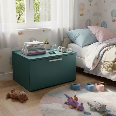 Cassettiera colorata per cameretta: design moderno e chiusura delicata - Verde Petrolio (1/5)