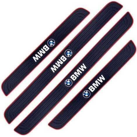 4 PCS Barres de Seuil de Porte Voiture Plaque de Seuil Protecteurs Autocollant Voiture Film Adhésif pour Protection Seuil Porte Garde-Plaque de Seuil de Porte Voiture en Caoutchouc Souple PVC(BMW) (1/4)