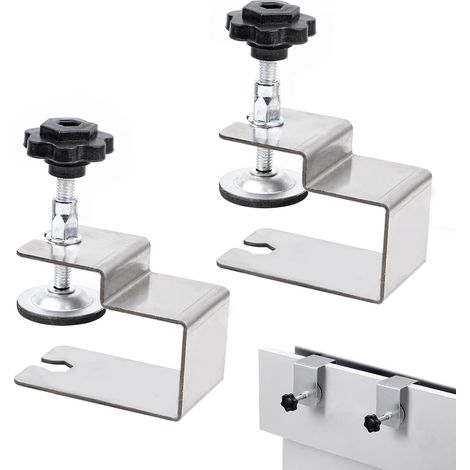 Dos abrazaderas en C, soportes de montaje ajustables de acero inoxidable, adecuados para la instalación en cajones y armarios. (1/5)