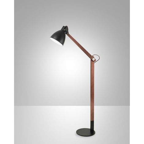 Lampada da terra Sveva in metallo e legno noce, altezza regolabile 180cm, attacco E27, design moderno ed elegante per illuminazione d'interni