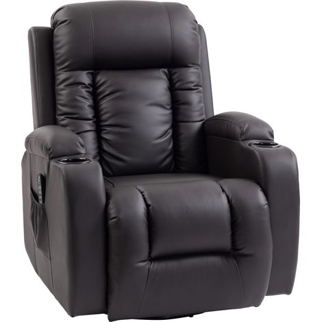 Fauteuil Zeme Massage Chauffant Inclinable Relaxation Confort Chocolat (1/5)