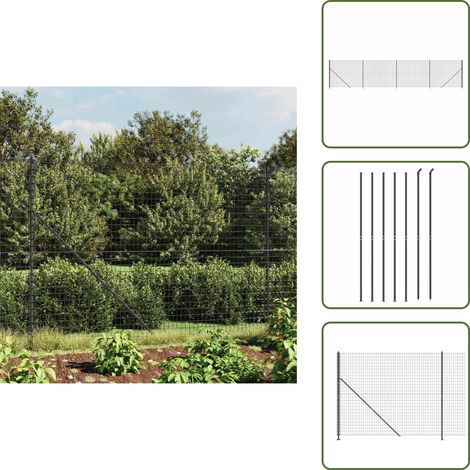 The Living Store Recinzione Metallica con Flangia Antracite 2,2x10 m - Recinzione da giardino