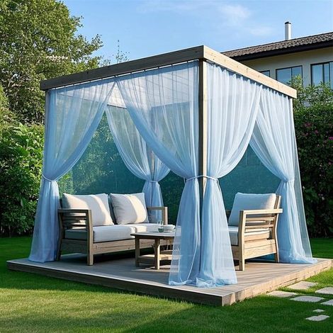 Tenda a rullo impermeabile trasparente per esterni, patio e finestre interne, 160x250 cm, colore azzurro cielo. (1/5)