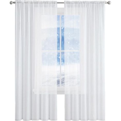 CCYKXA2 Pièce Rideau Voilage106x213cm Rideaux Salon Semi-Transparent Rideau Voilages Intérieurs Rideaux Voilages Salon pour Porte Fenetre Dressing, Blanc (1/5)