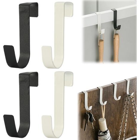4 Pièces Crochets Blancs pour Sèche-Serviette à Tube Plat, Crochet Radiateur Sèche Serviette, Porte Serviette Tablette Radiateur, Tous les Radiateurs Standards (Blanc/Noir) -