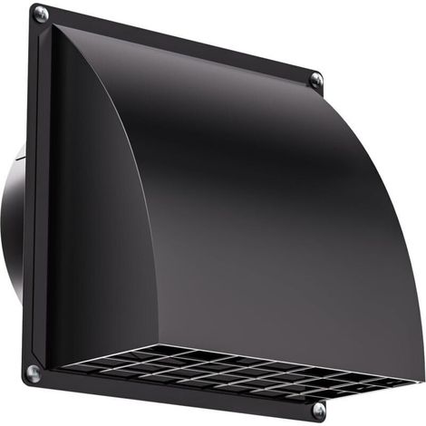 HG Power Grille Aeration 100mm, Grille Ventilation Exterieur, Trappe anti-reflux intégrée, Grille amovible, pour séchoirs, cuisines, systèmes de ventilation, Ø 10 cm (15,5 15,5 cm), Noir (1/4)