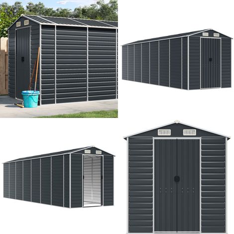 Gerätehaus Anthrazit 191x640x198 cm Verzinkter Stahl - Geräteschuppen - Gartenhaus - Werkzeuglager - Außenaufbewahrung - Anthrazit - Home & Living