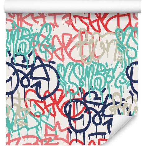 Carta da parati con graffiti pastello per soggiorno e camera da letto 50x1000 cm (1/5)