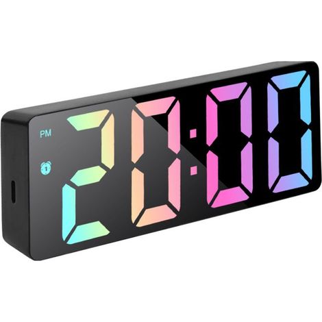 Ecleanfy - Réveil numérique LED. Affichage température et date, luminosité réglable, fonction snooze. Pour chambre, bureau, salon.