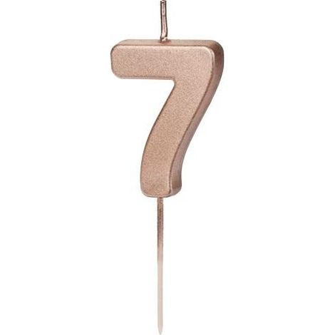 Candela di compleanno 7, oro rosa, 4,5 cm