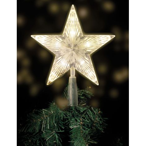 LED Weihnachtsbaum Spitze 22 cm - 10 LED - Beleuchteter Stern für den Christbaum mit Netzteil