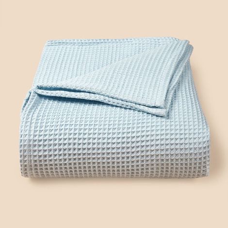 Couverture En Coton Waffle - 110 x 70 cm - Pour Canapé Lit Bureau Pause Déjeuner - 1 Pièce (1/5)