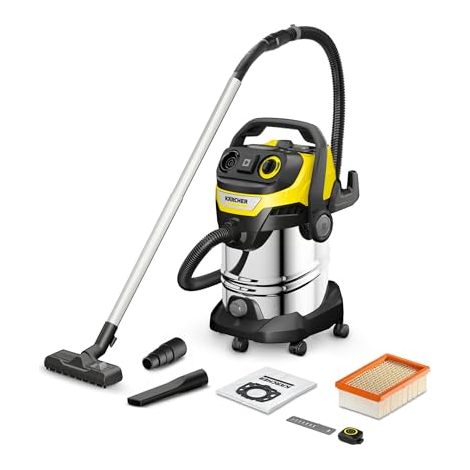 KÄRCHER Aspirador en seco y húmedo WD 7 Control P S 30/6/35/T, Sistema Inteligente de Control de Filtro, Mando a Distancia, Toma de Corriente integrada, función sopladora, 1400 W, depósito: 30 l