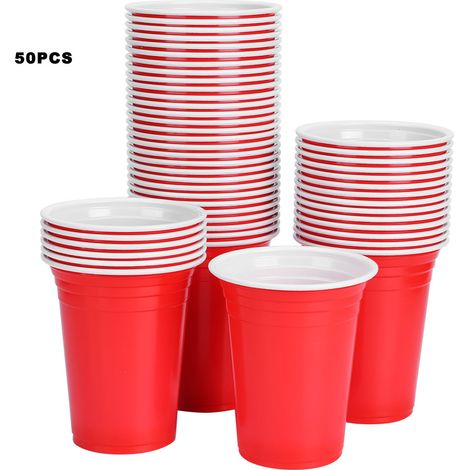 50 rote Einwegbecher (360 ml) für Partys, Grillfeste, Picknicks und Spiele (1/5)
