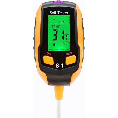 PH-mètre numérique 4 en 1 – Mesure pH, humidité, lumière et température – Sonde 20,5 cm pour intérieur et extérieur - SOL 4 EN-DELKEVIC (1/4)