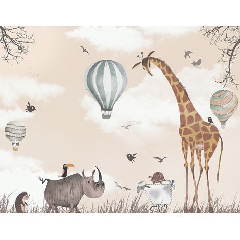 Papier peint panoramique Enfants - Animaux de la Jungle - 130 cm x 102 cm (1/2)