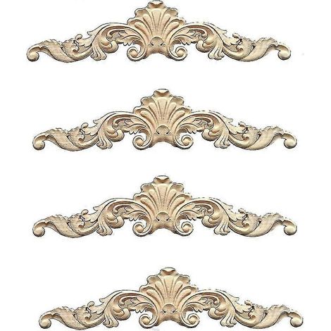 2025 Nouveaux 4 Pièces Moulure Décorative Ornement en Bois Sculpté Applique Longue Décorative en Bois Sculptée (1/5)