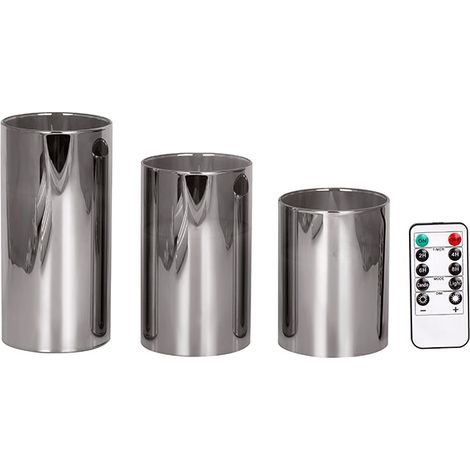 Ensemble de 3 bougies LED sans flamme avec verre et télécommande (1/5)